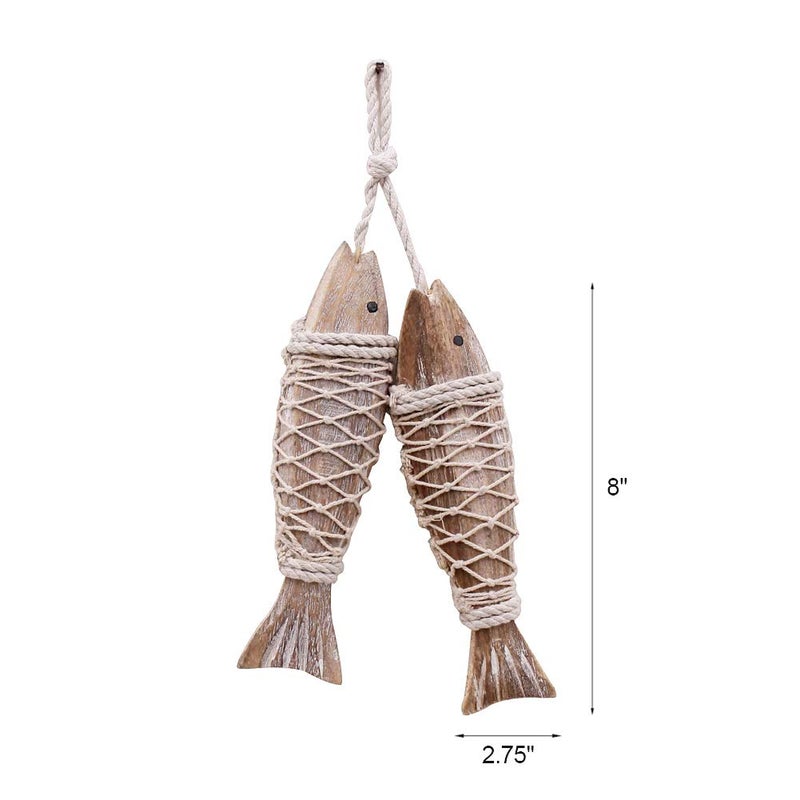 Attraction Design Rustic Nautical Wooden Fish Decor - Hanging Fish Sculpture for Wall, Beach Theme Home Decor - Bedroom, Bathroom, Lake House (S) - Image 4